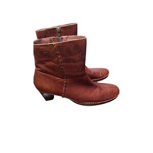 Pikolinos Brown Leather Block Ankle Boots Stitched Detail Women's Size 42 EU/11